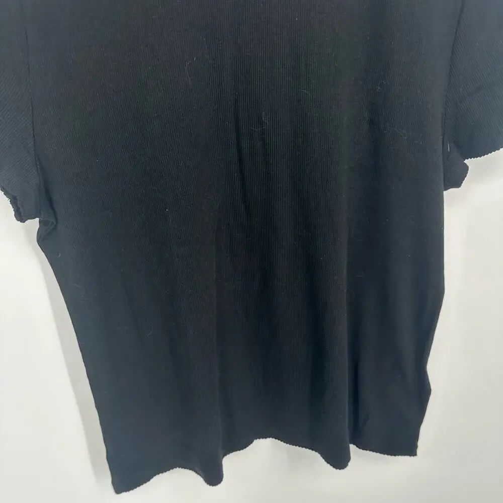 NWT J. Crew Fine Rib Short-sleeve T-shirt Black Size XXL  Classic Minimalist